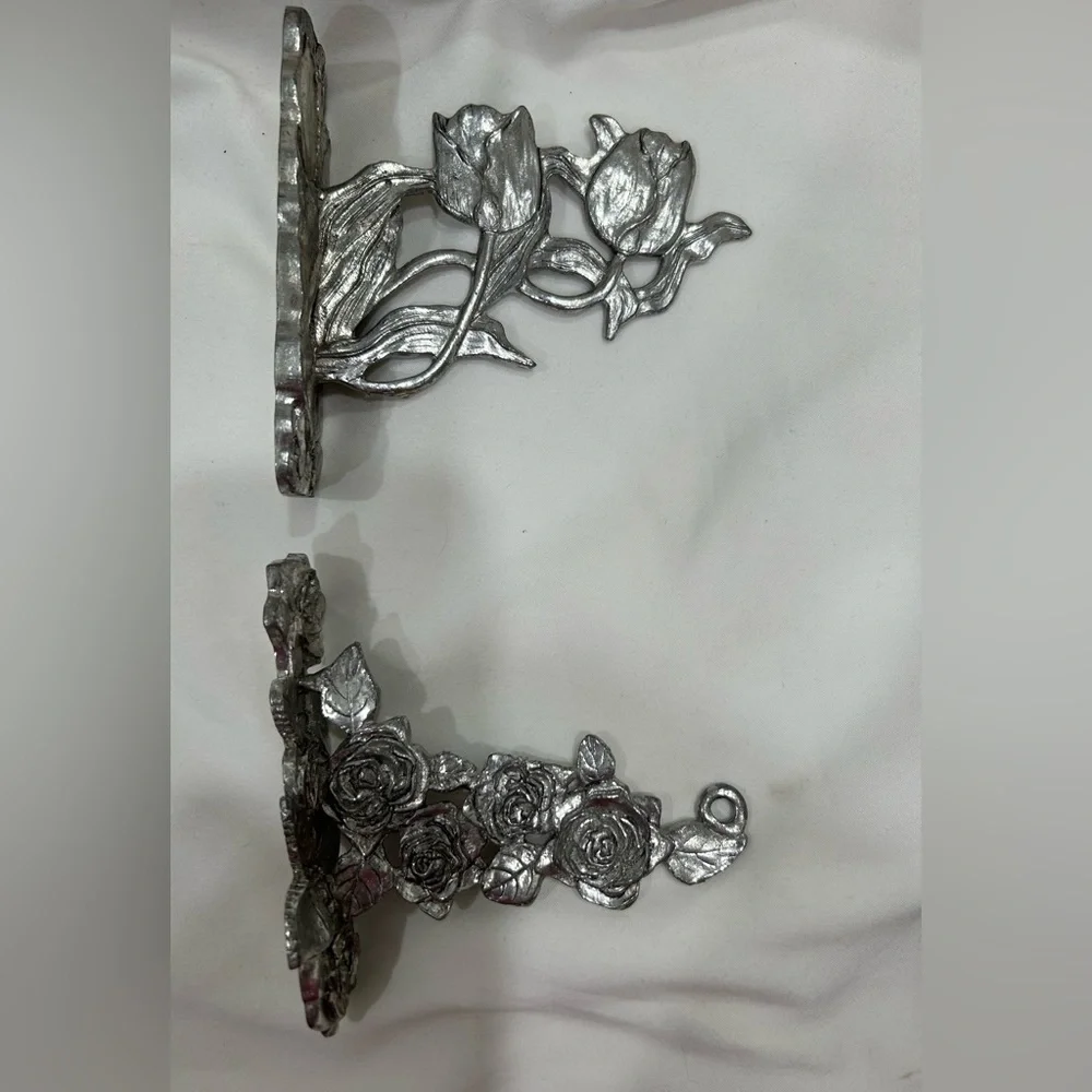 Silver Floral Hanging Wall Brackets